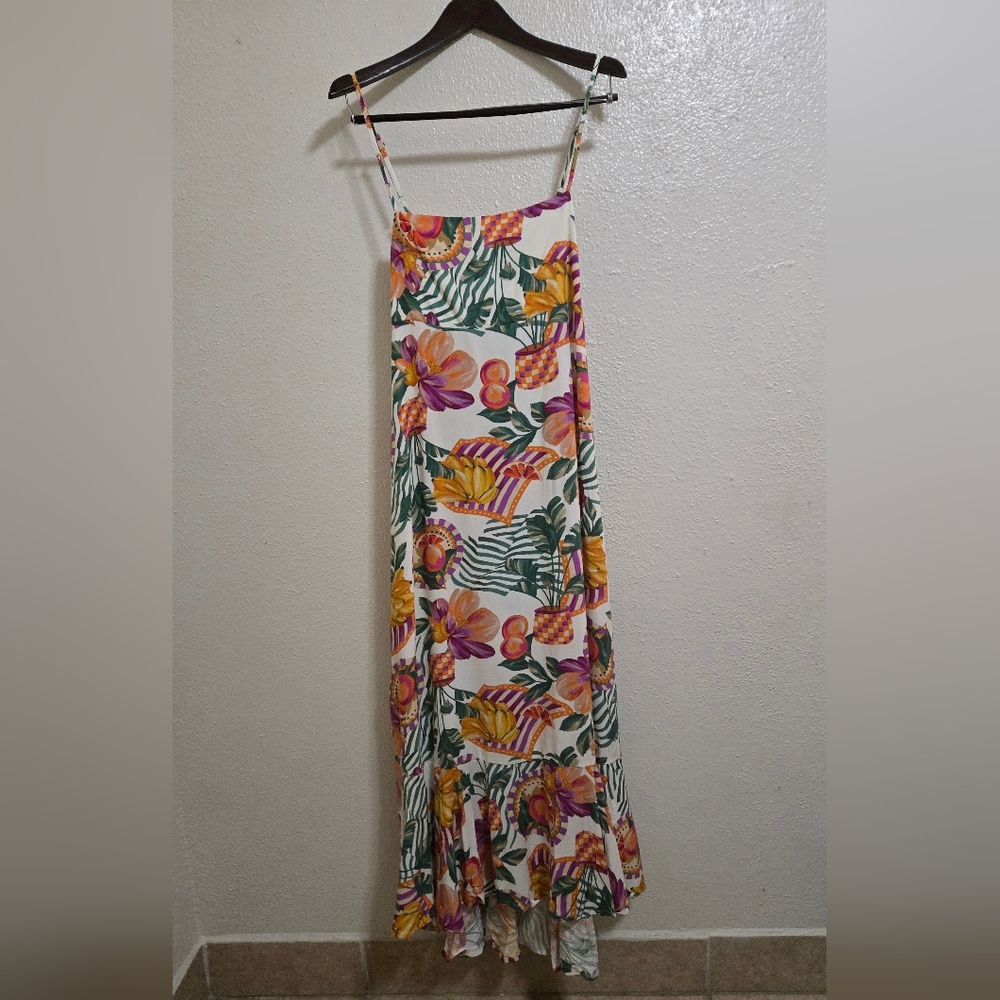 Paper Heart Dress Womens L  Multicolor Fruit Floral Maxi Summer Ruffle Australia